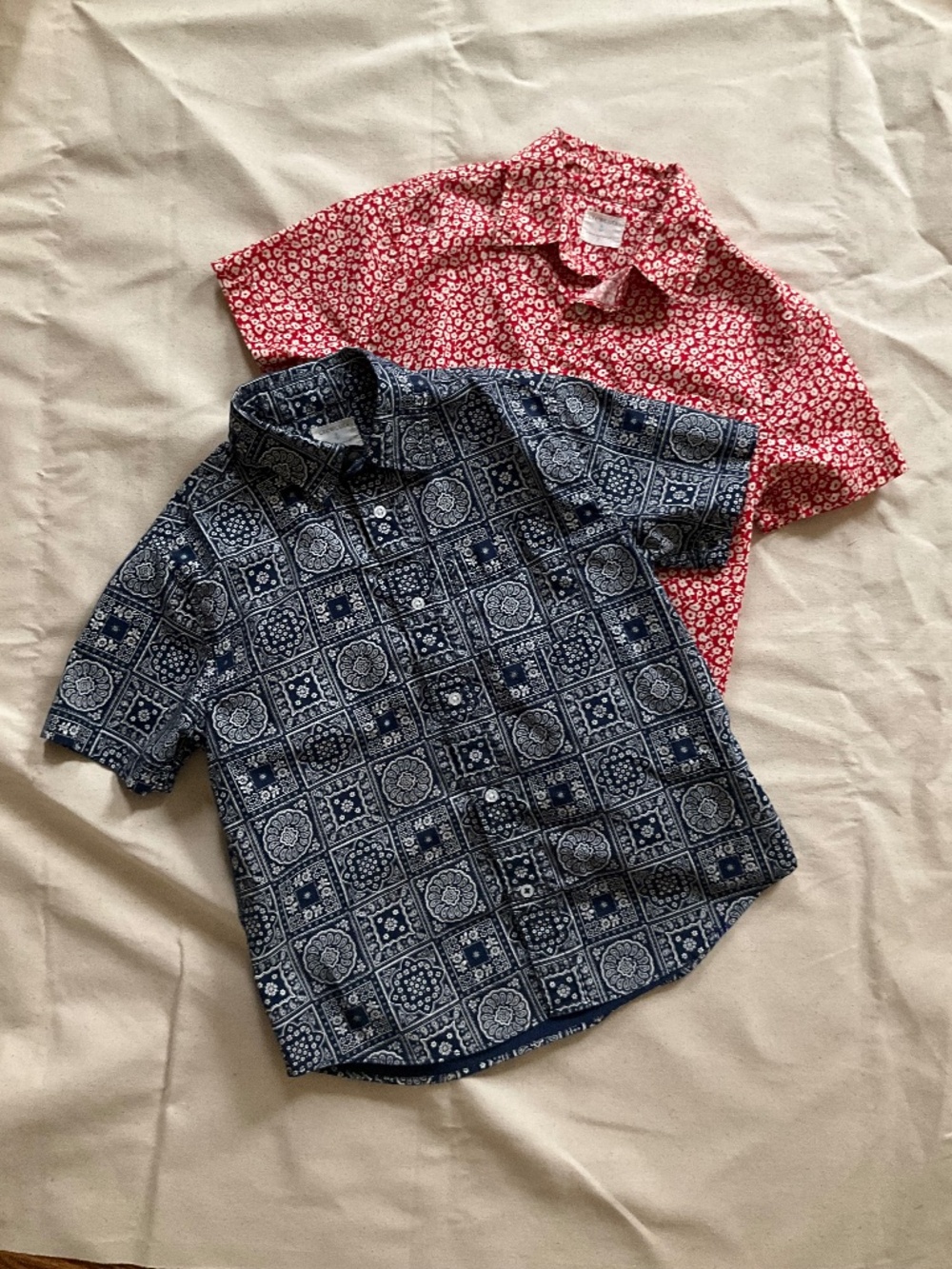 LOT J. Crew Boys Printed Short-sleeve stretch poplin Button-front Shirt - Size 8